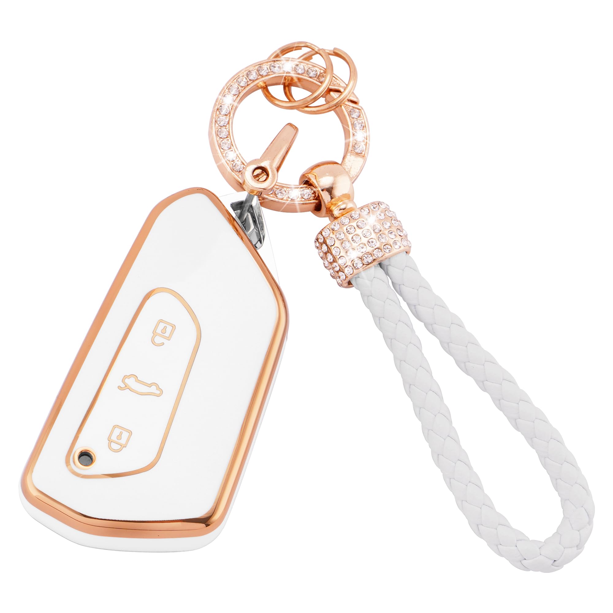 Car Key Fob Case Fit for Peugeot 107 207 307 307S 308 407 607 807 3008 5008 Citroen C2 C3 C4 C5 C6 C8 Xsara 2 Buttons Flip Folding Key Case Shell with Leather Keychain Lanyard (BP-Pgt-2F) — view 22