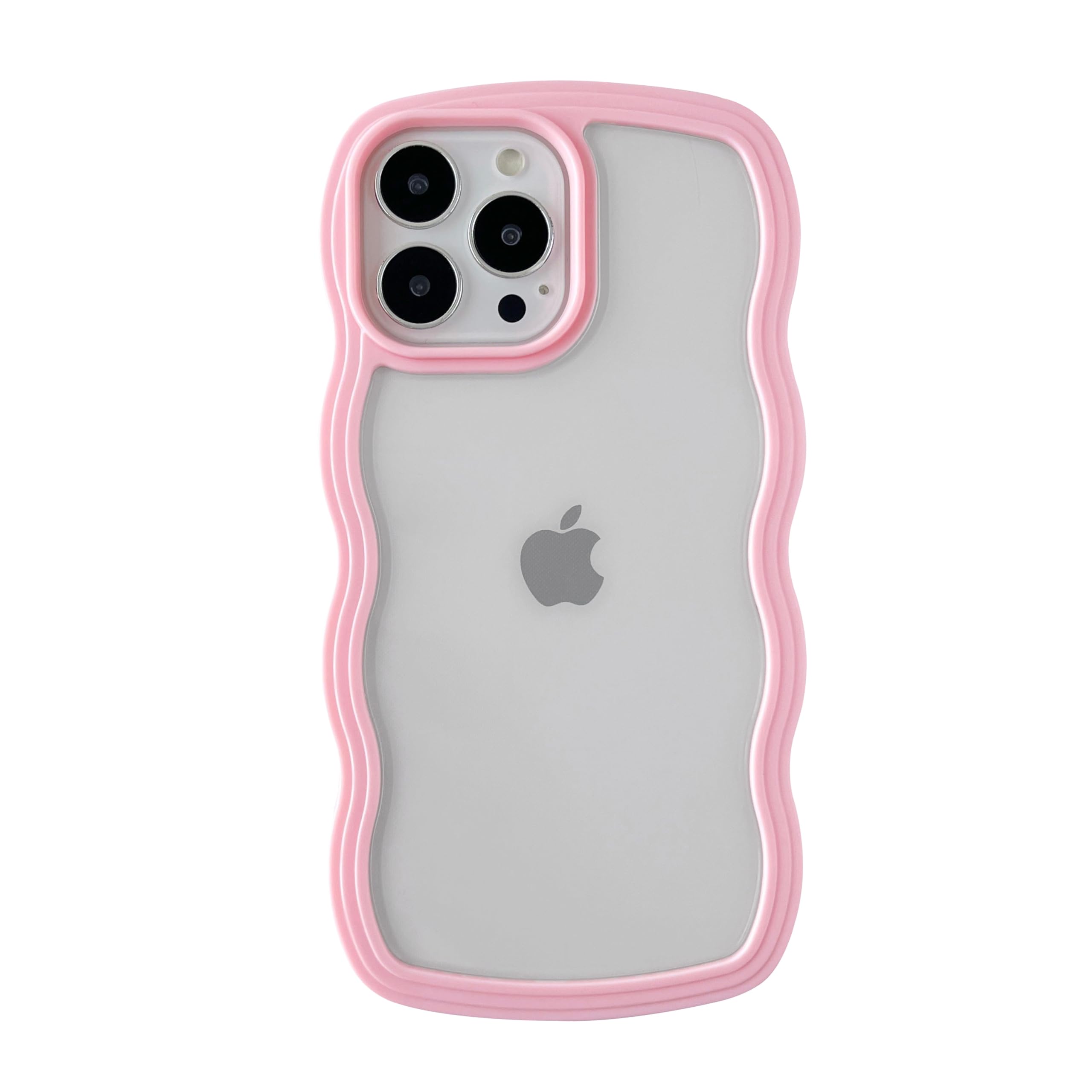 Caseative Cute Curly Wave Frame Shape Shockproof Soft Compatible with iPhone Case (Pink,iPhone 13 Pro Max)
