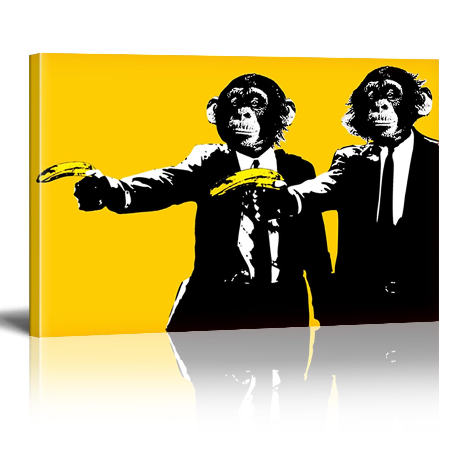 DQTUYIOP Banksy Art Print Monkey Banana Gun Inner Frame 80x120cm Abstract Wall Art for Living Room Canvas Print of Banksy Grafitti Famous Painting Reproductions Wall Hangins, Bedroom Home Decorations