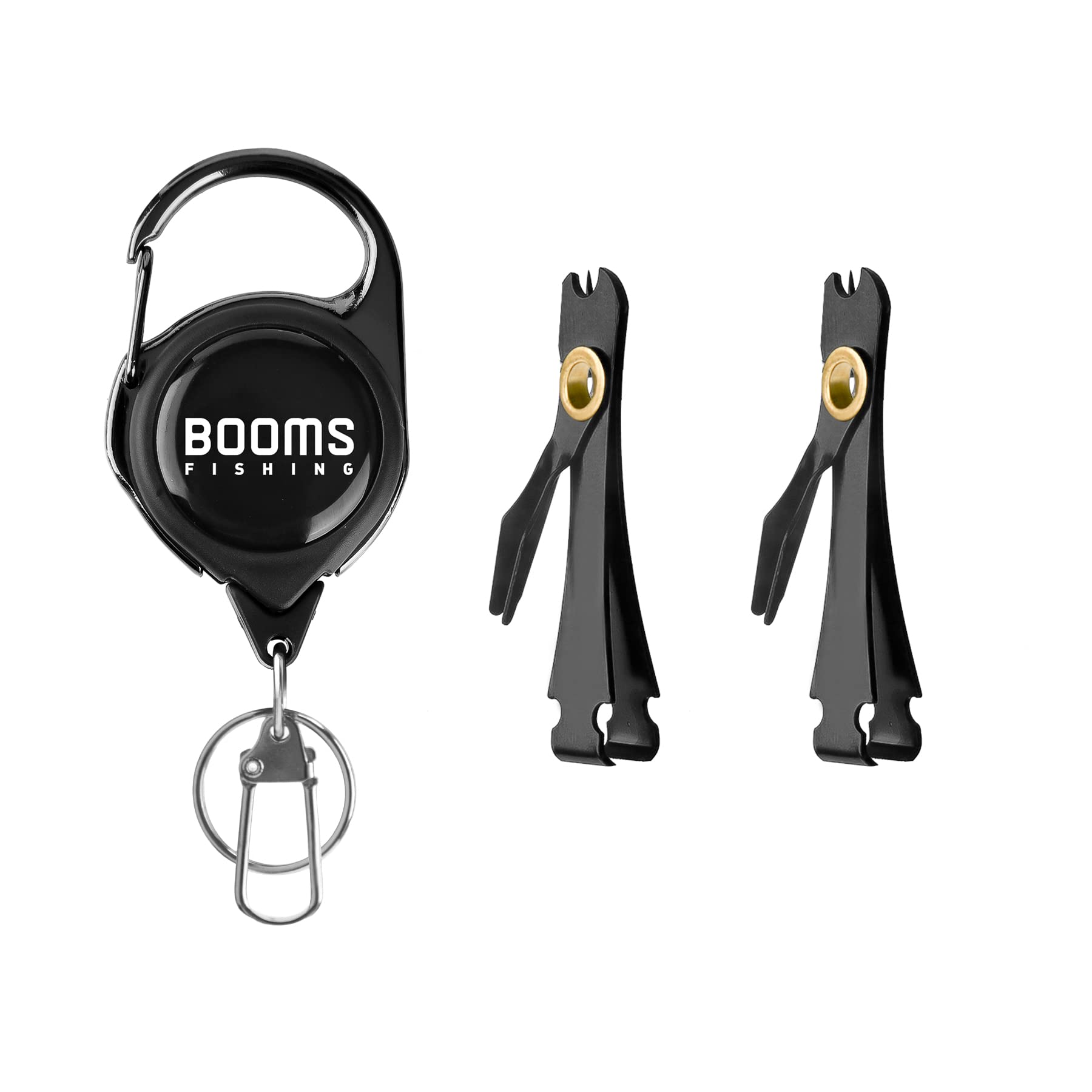 Booms Fishing FC2 Fishing Knot Tools Fishing Line Clipper, 2pcs Black Fishing Nail Clippers and 1pc Retractor
