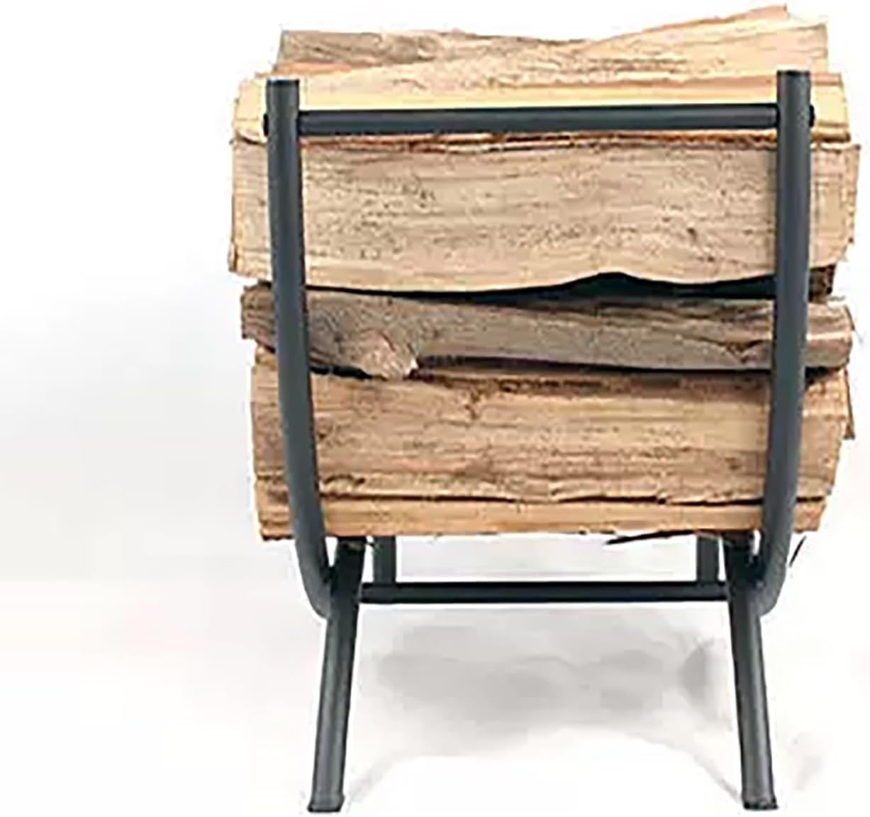 Semicircle Log Store Rack Indoor, Black Small Firewood Rack Holder for Outdoor Fireplace, for Farmhouse Deck Patio Wood Shed Porch