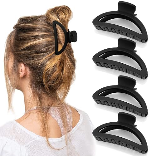 Canitor Hair Clips Set 4Pcs Black Acrylic Semicircle Claw Clips