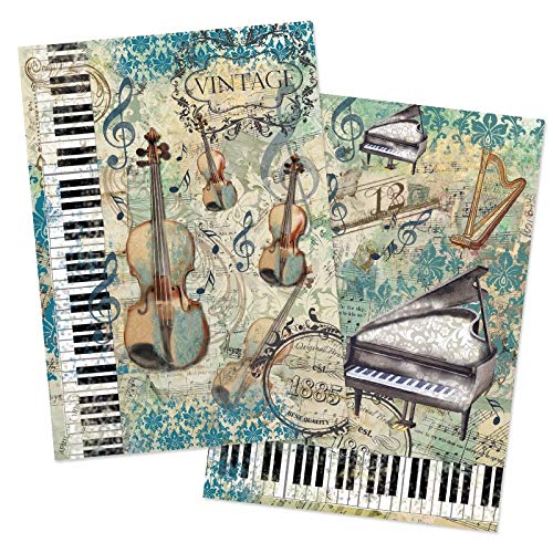 Ideen mit Herz - 2 hojas papel de arroz de precioso decoupage, DIN A4, 2 diseños diferentes, vintage, Navidad, etc.