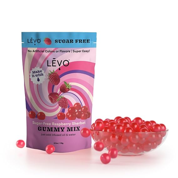 LEVO Gummy Mix - Raspberry Sherbet (Sugar Free) - Make Your Own Infused Gummies - Each Bag Makes 64 Gummies - 1 Pack