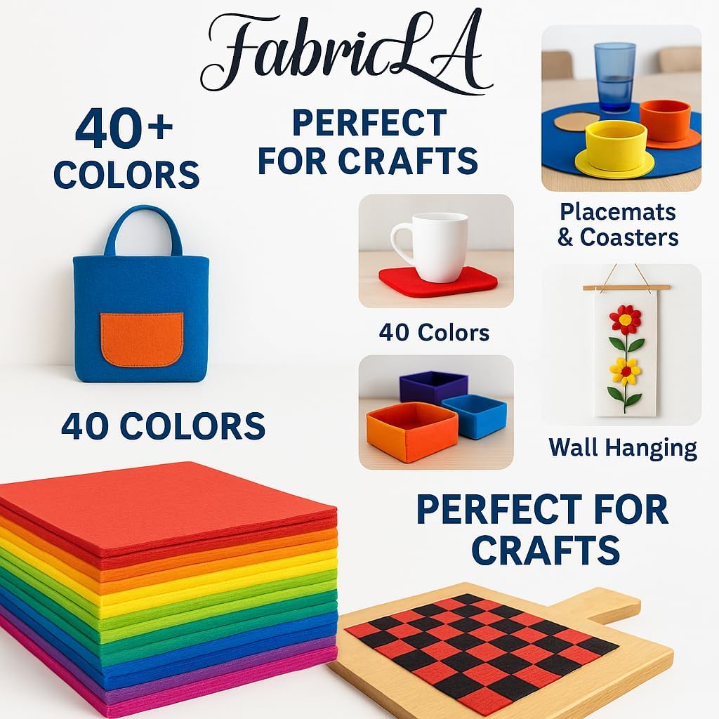 FabricLA DK Red Felt Fabric – 36" Wide x 120 Feet – Heavy-Duty 1.6mm Thick Felt Roll for Sewing, Decorations, DIY Projects & More