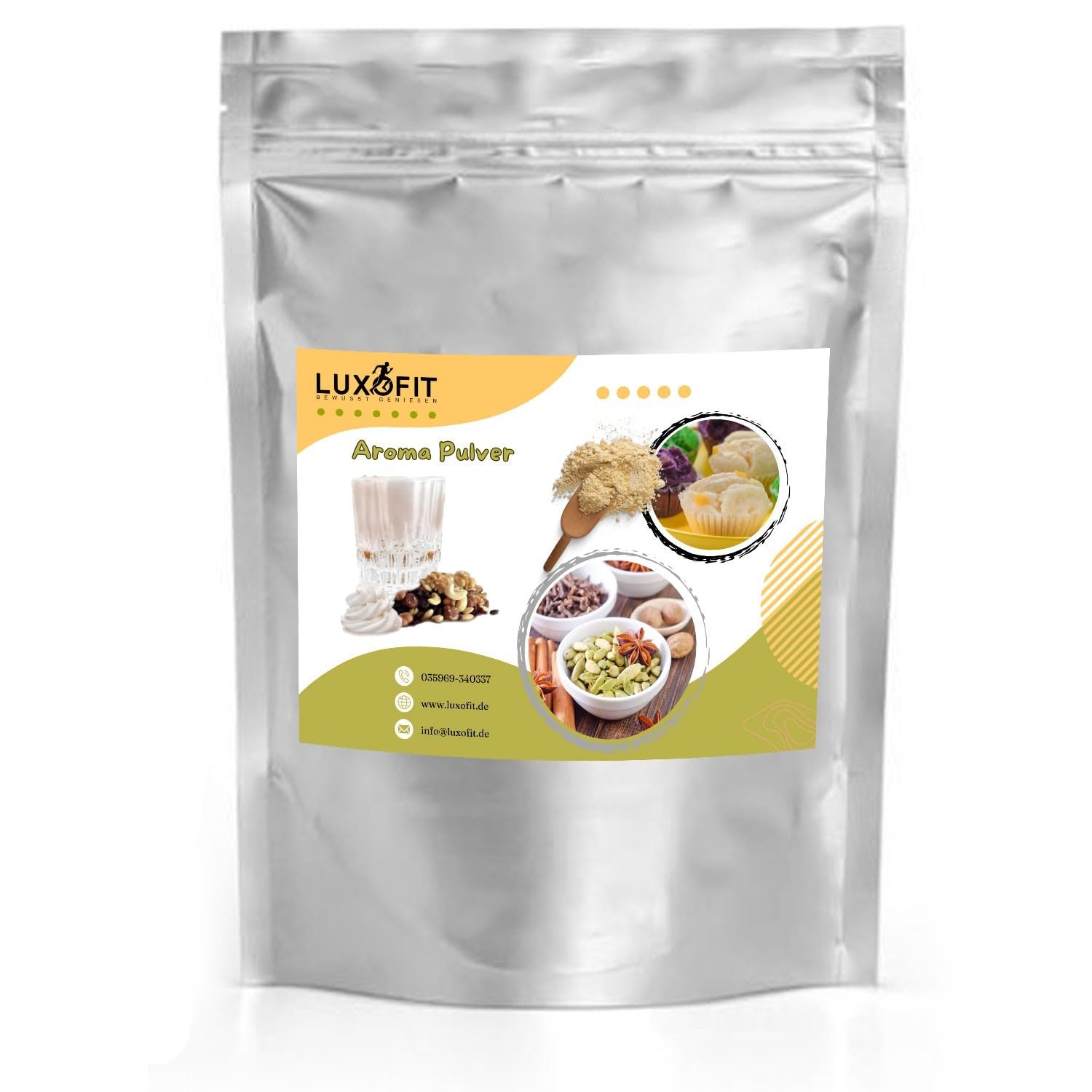 Luxofit Sahne Rum Rosinen Nuss Aroma | Geschmack | Flavour Pulver, Aromen für Küche und Gastronomie, geeignet für Lebensmittel und Getränke, Vegetarisch und Vegan, Made in Germany (500 g)