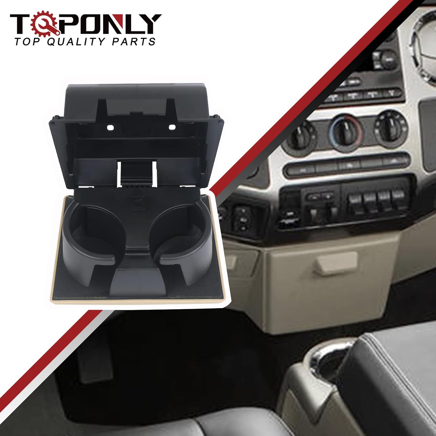 TQPONLY Dashboard Cup Holder Compatible with F250 F350 F450 F550 Super Duty 2008-2016 Replaces 8C3Z-2513562-AE (Tan/Camel)