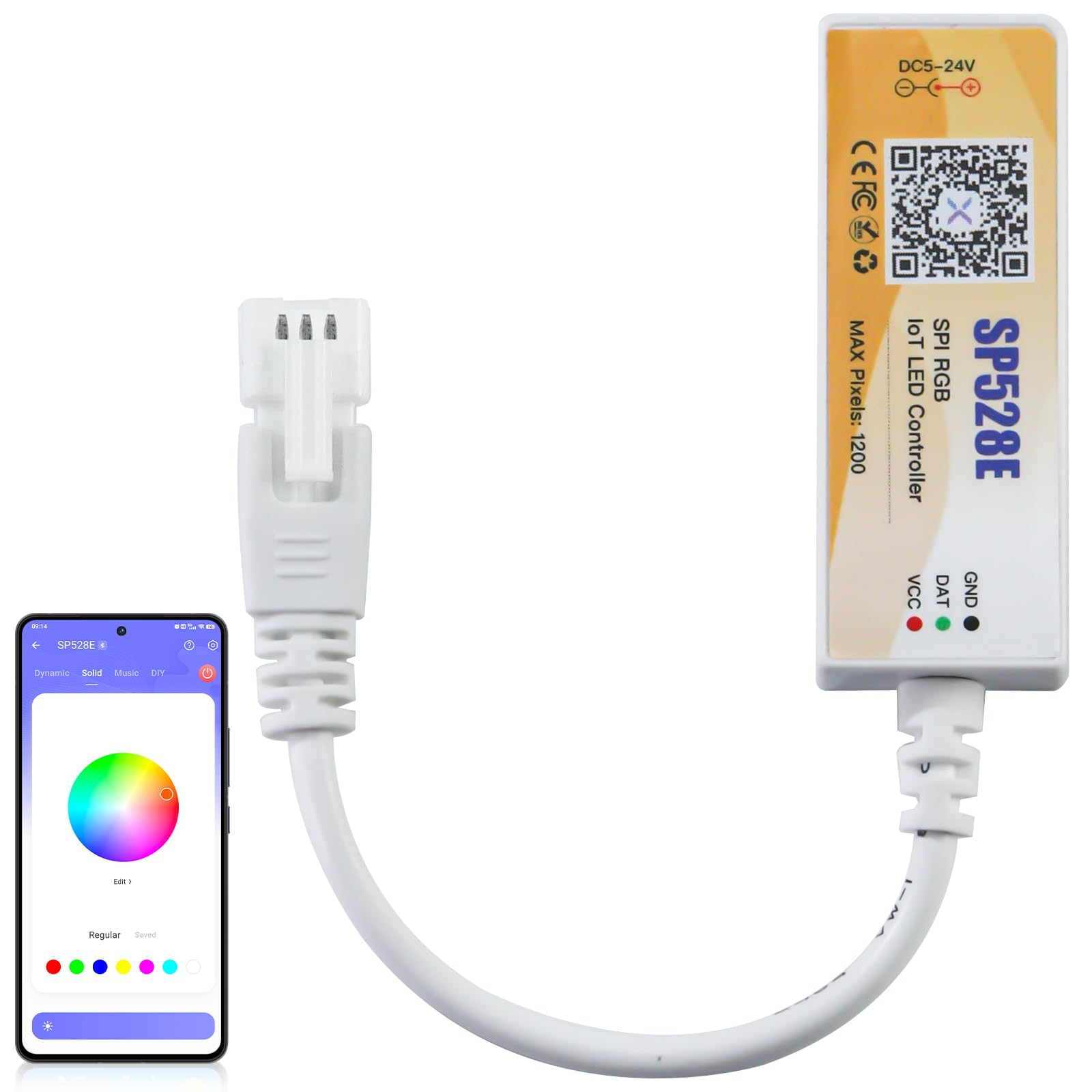 SP528E WS2812B WS2811 Bluetooth Controller, Alexa / Google Home Voice Control, Smart Phone APP Control for Addressable RGB LED Strips