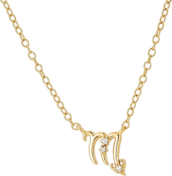 CAITLYNMINIMALIST 18K Gold Plated Sterling Silver Zodiac Charm Astrology Pendant Necklace Gift for Her