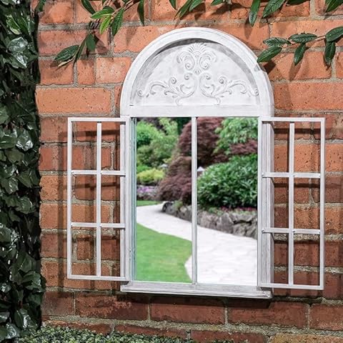 Bloomingtons Direct Arched Garden Mirror with Shutter Doors Cover