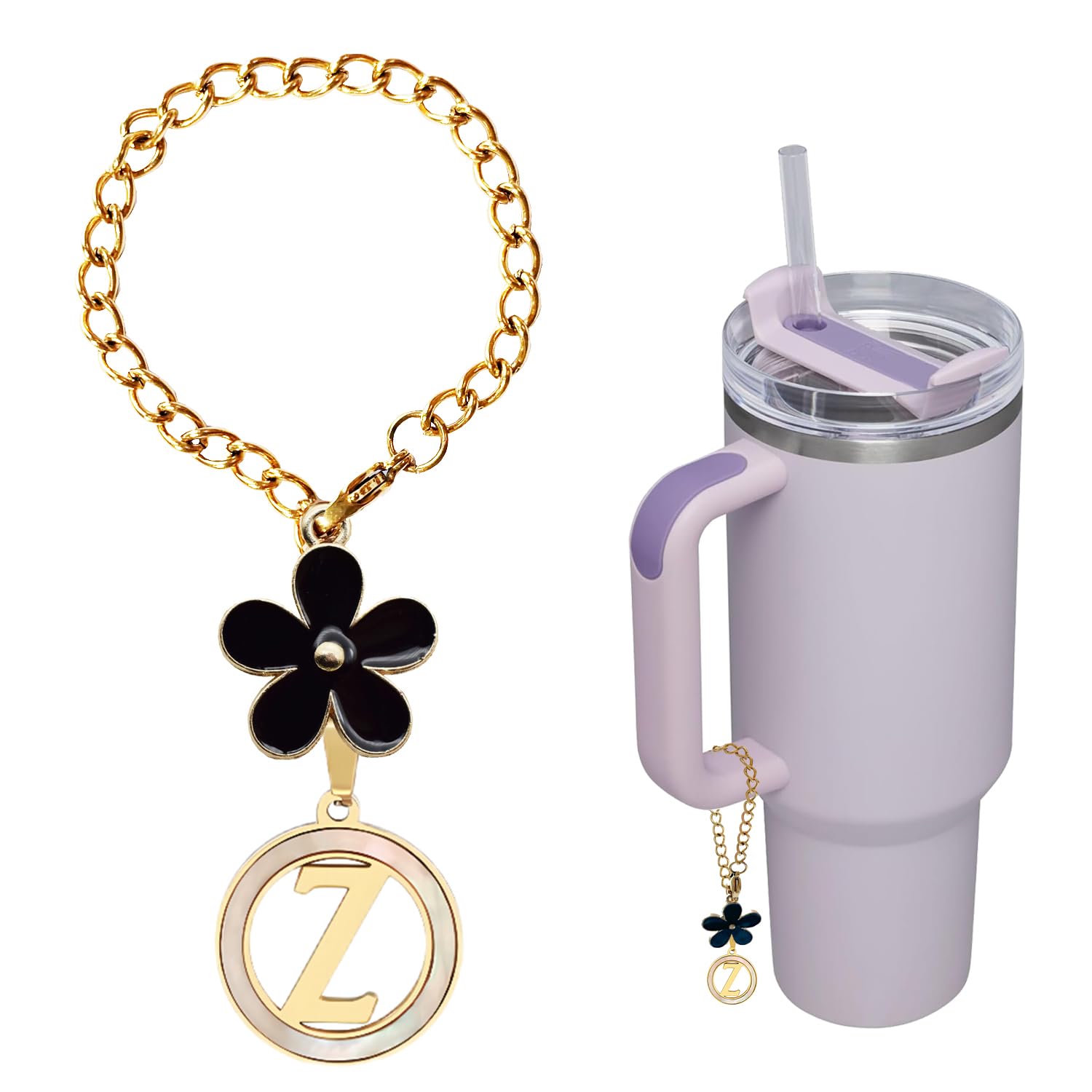 Letter Charms Compatible with Stanley & Simple Modern Tumbler 30oz 40oz With Handle,Name Plate Tage ID Personalized Charm Water Cup Accessories for Teens Girls Friend Women Mother Christmas Gift