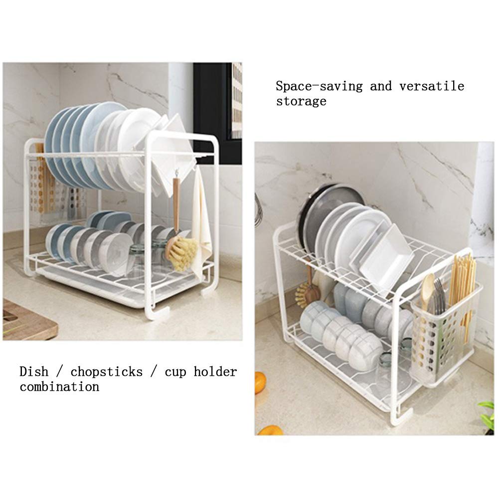 Support À Vaisselle pour 11 Assiettes, 14 Bols Et Porte-Baguettes Amovible, Support De Séchage pour Bol Et Tasse avec Égouttoir, Blanc