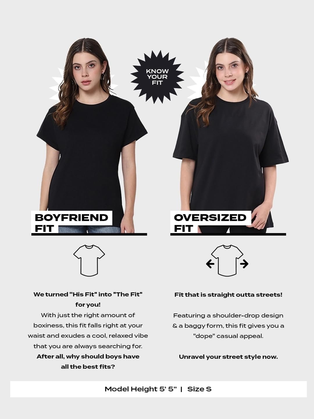 Bewakoof Lot de 2 t-shirts à manches courtes et col rond en pur coton pour femme