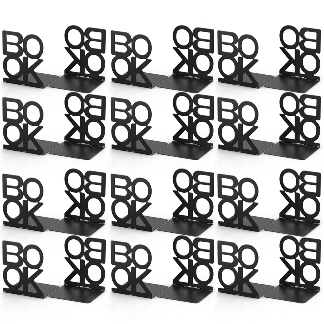 Buchstützen, 12 Paar Buchstützen, faltbare Buchstützen, Metall, Buchstützen (12 Paar)