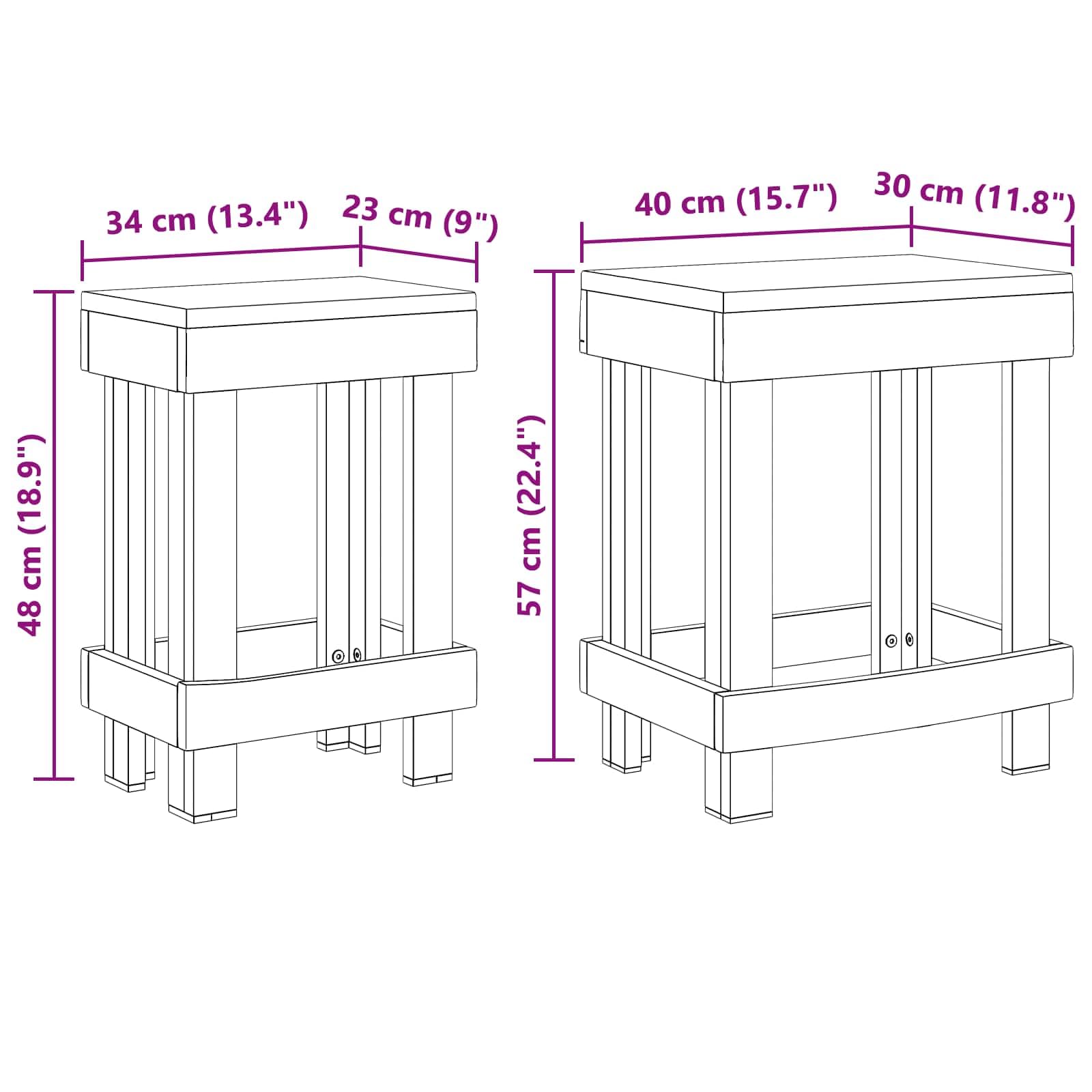 vidaXL Support de Plante 2 pcs Marron 70 x 11 x 27 cm Bois d'Acajou, Jardin et terrasse, Charme Rustique pour Un Style de Vie extérieur, Solutions de Rangement élégantes et idées déco pour Ton Espace