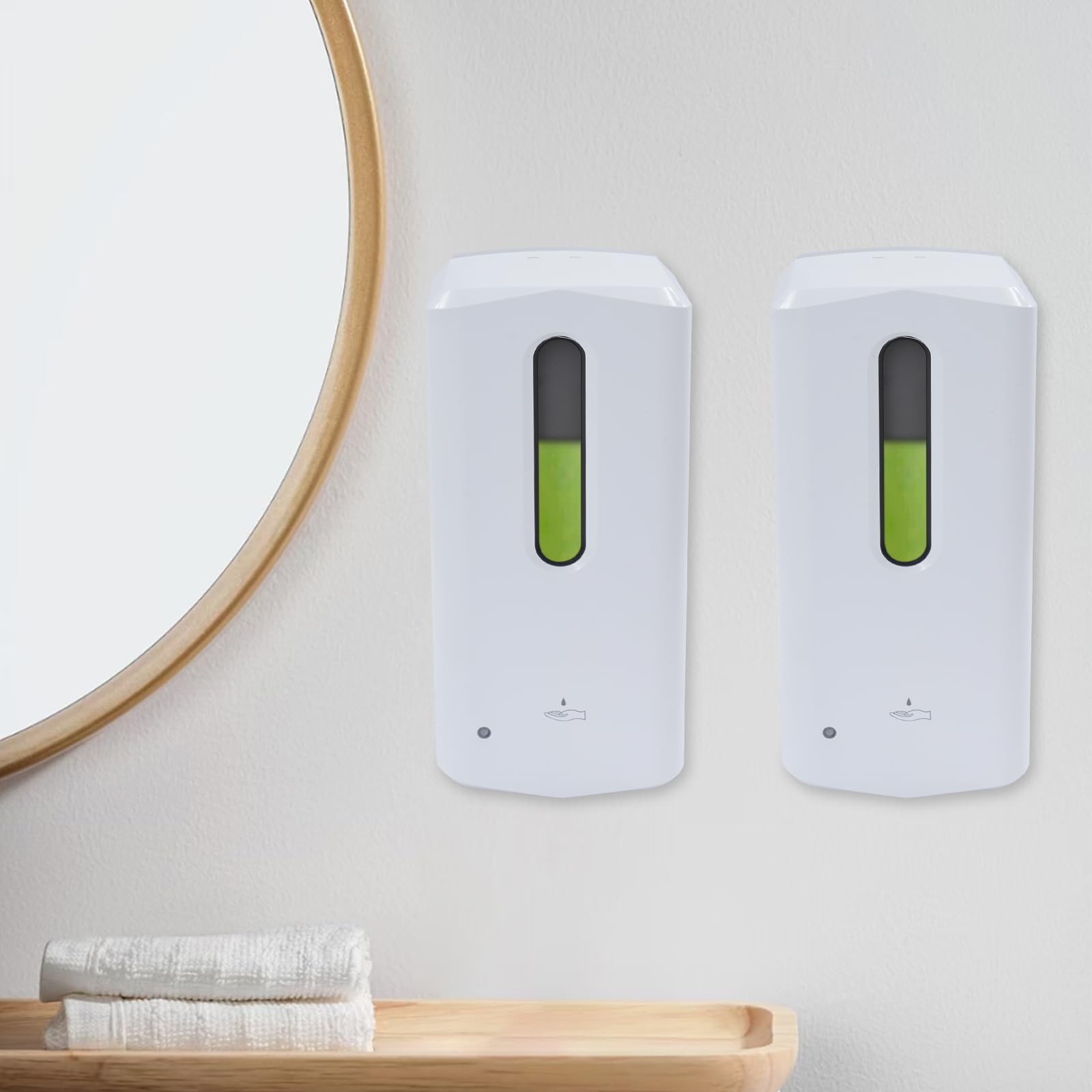2 dispensadores de jabón automáticos con sensor de infrarrojos, depósito de 1000 ml, dispensador de desinfectante sin contacto, dispensador de jabón montado en la pared, juego para hoteles