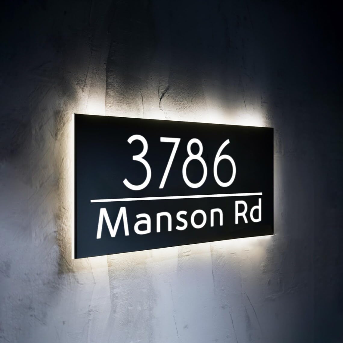 Modern Solar Illuminated House Sign,Custom Backlit House Number Street Sign,Personalized Modern Lighted Address Plaque,Metal House Number Sign