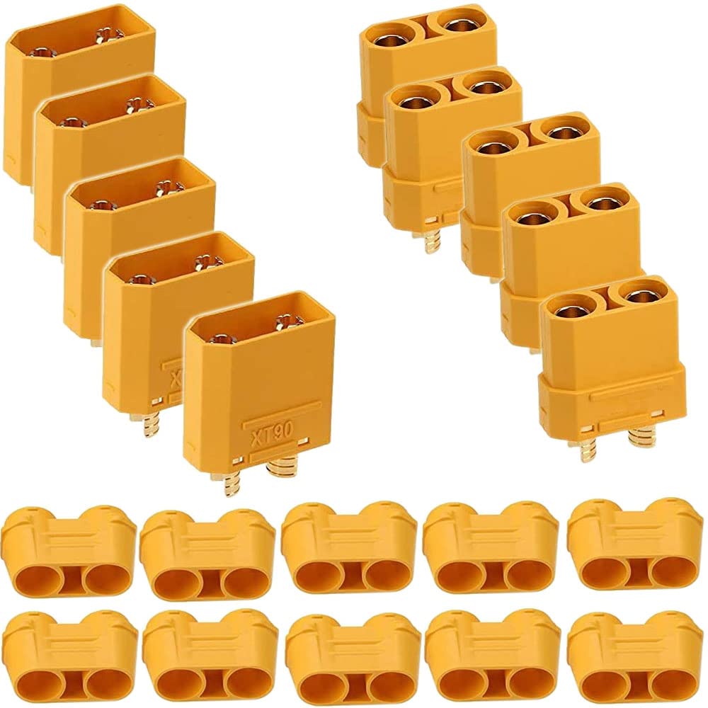 10 szt. 5 par wtyczek XT90 Plug, XT90 męski złącze żeńskie, XT90H wtyk do baterii RC Lipo Battery Helicopter Quadcopter (5 szt. XT90H Plug + 5 szt. gniazdo XT90H)