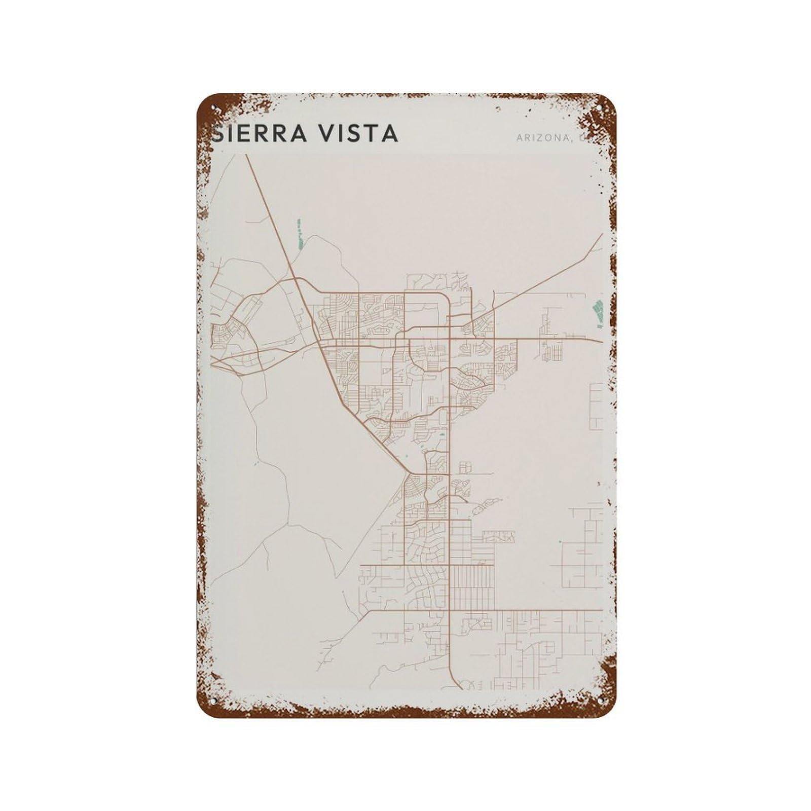 xiaoxiaoshen Sierra Vista Map Arizona Travel Gift for A Friend Wall Decor Art Metal Tin Poster Modern Home Decor Art Home Bar Shop Decorations Vintage Sign 30x20cm
