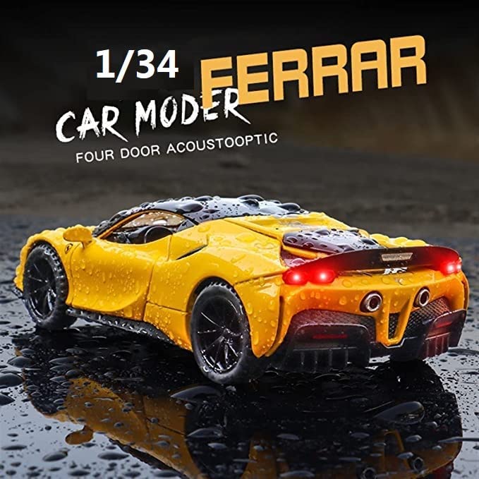 Image of Alokik Enterprise 1:34 Ferrari SF90 Die-Cast Vehicle Alloy Model With Sound and Light - Pull Back Toy Collection 【Colors as Per Stock】