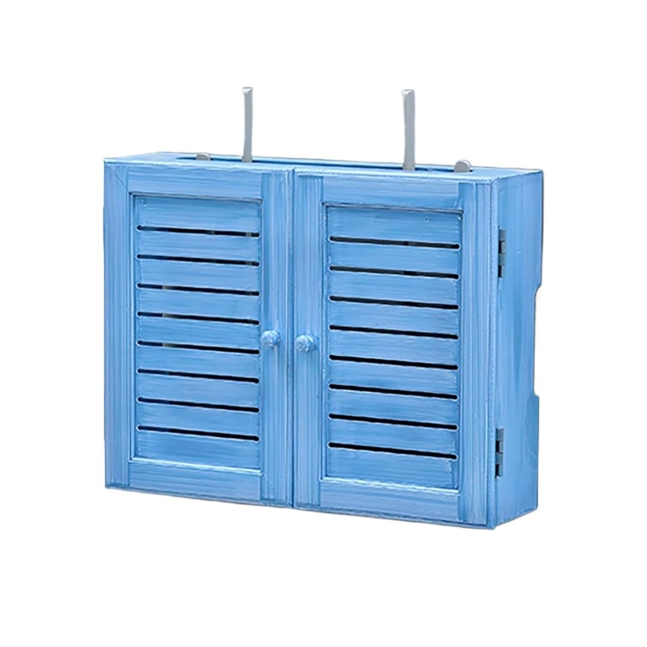 Armario enrutador de pared azul de 36 cm para solucionar el desorden de cables en el salón