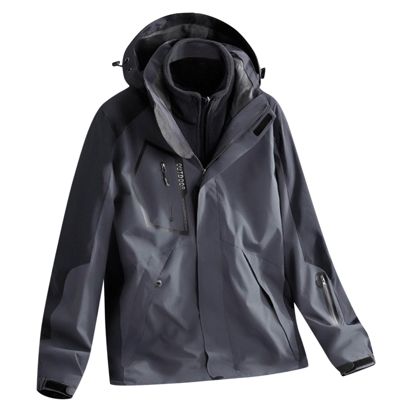 Winterjacke Herren Wasserdicht Warme Gefüttert Skijacke Fleecejacke Outdoor Winddicht Softshelljacke Funktionsjacke Verdickt Fleece-Futter Regenmantel Snowboardjacke mit Kapuze für Wandern Camping