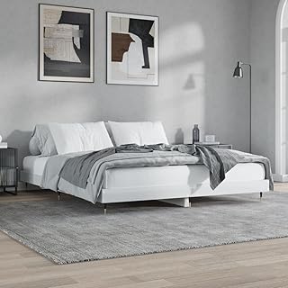 Homgoday Cama de madera multicapa de color blanco brillante, 200 x 200 cm, marco para cama de salón, dormitorio