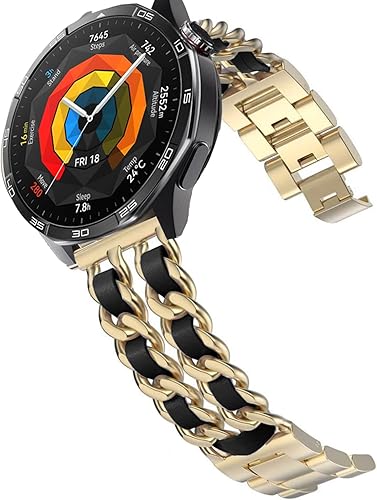 Correas compatibles con Galaxy Watch de 1.811in, correa de cadena de metal de acero inoxidable de 0.866in, repuesto para Samsung Gear S3