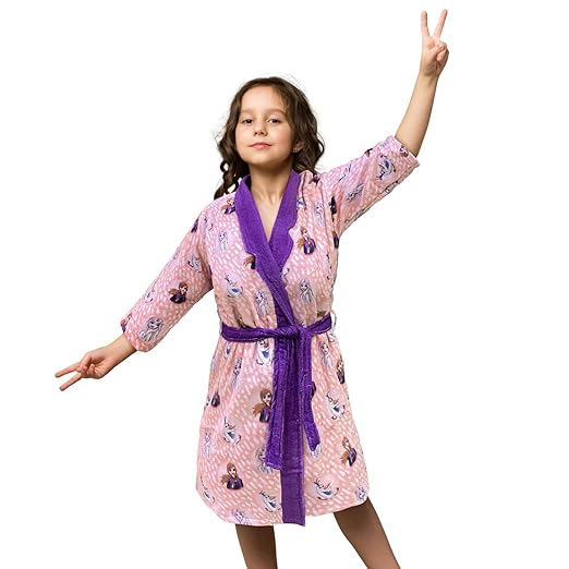Sassoon Frozen Cartoon Printed Cotton Bathrobe for Kids-1Pc