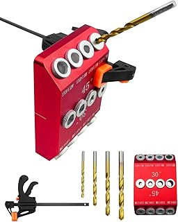 30 45 90 Degree Angle Drill Guide Jig with 4 Drill Bits for Angled Holes/Straight Holes, 4 Sizes Drill Guide Block for Cab...