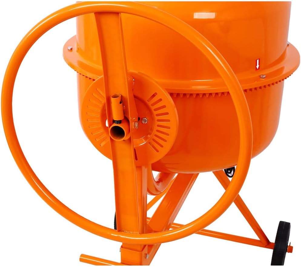 5CUFT Electric Cement Mixer, Portable Concrete Mixer Machine with Wheel and Stand 1/2 Hp Electric Mixer Machine Mortar Barrow Machine Cement Mixing Machine for Stucco Mortar Seeds Fodder