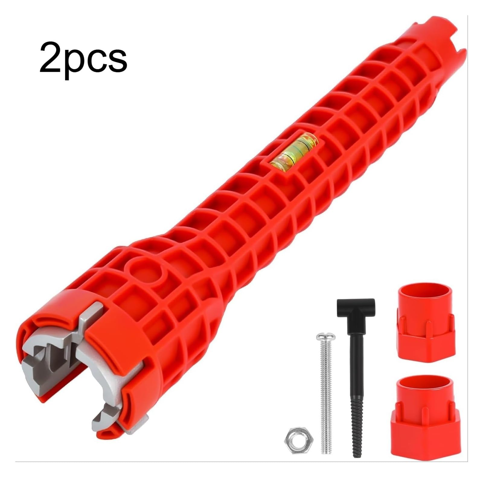 8 en 1 Sink Wrench Plumbing Tool with Level Bubble for Kitchen Bathroom (2pcs)
