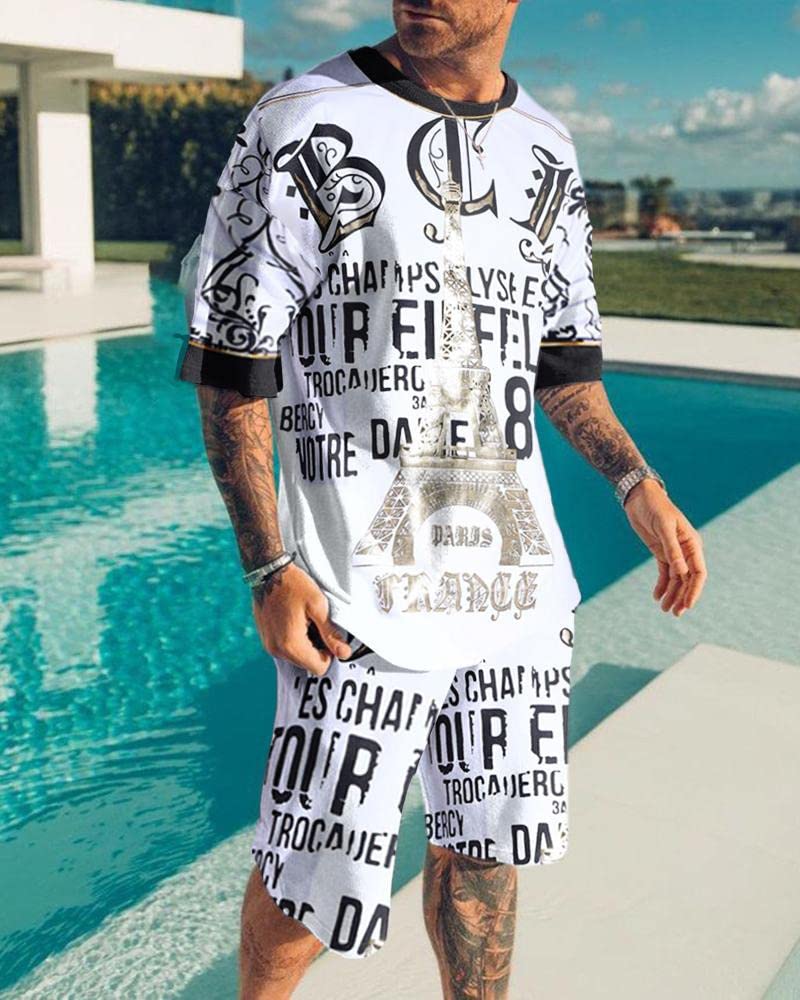 Camiseta de verano para hombre, camiseta de manga corta, conjunto Harajuku de dos piezas para hombre, 13, XS