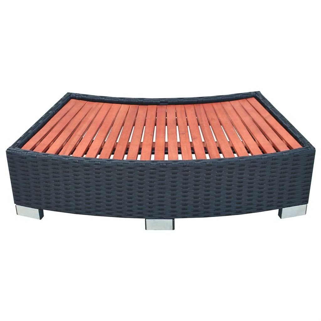 yorten Spa Einstiegsstufe Poly Rattan Wetter und UV-beständig 92 x 45 x 25 cm (L x B x H) Schwarz mit Aluminiumfüße Vorne und Hinten