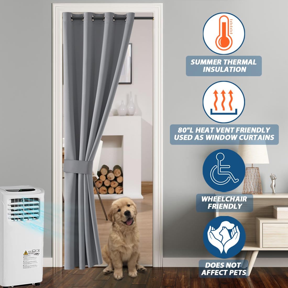SHINELAND Door Curtain for Doorway or Closet Doors 52 x 80 Inch Length,Faux Accordion Door Temporary Privacy Room Divider Curtains Panel