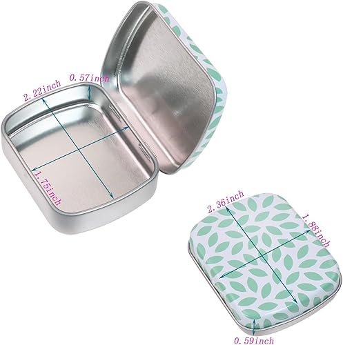 Miniatura 2 de Mini Skater Pequeña caja de almacenamiento portátil de metal, mini paleta rectangular vacía de acuarela de viaje, latas con bisagras con tapa para