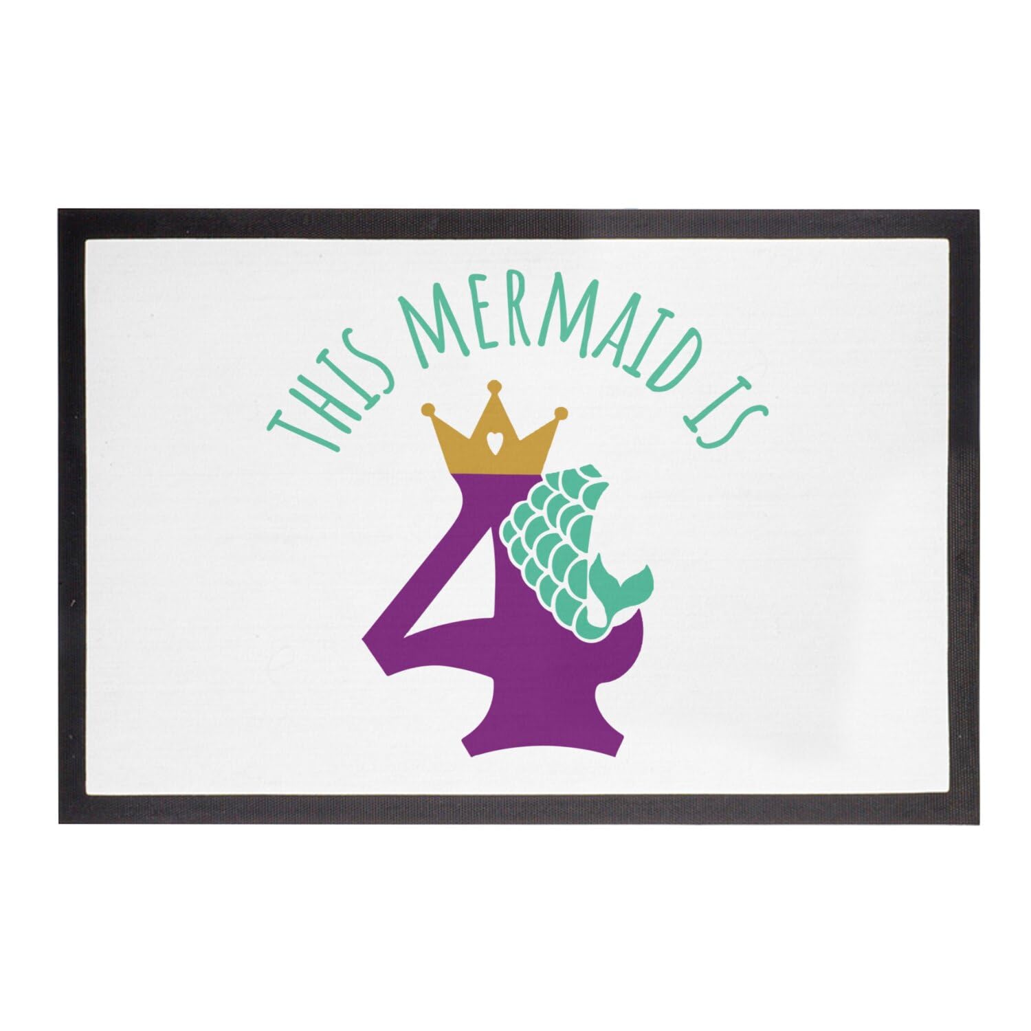 Paillasson Blanc Mermaid 4 Years Old 60x40cm pour anniversaire