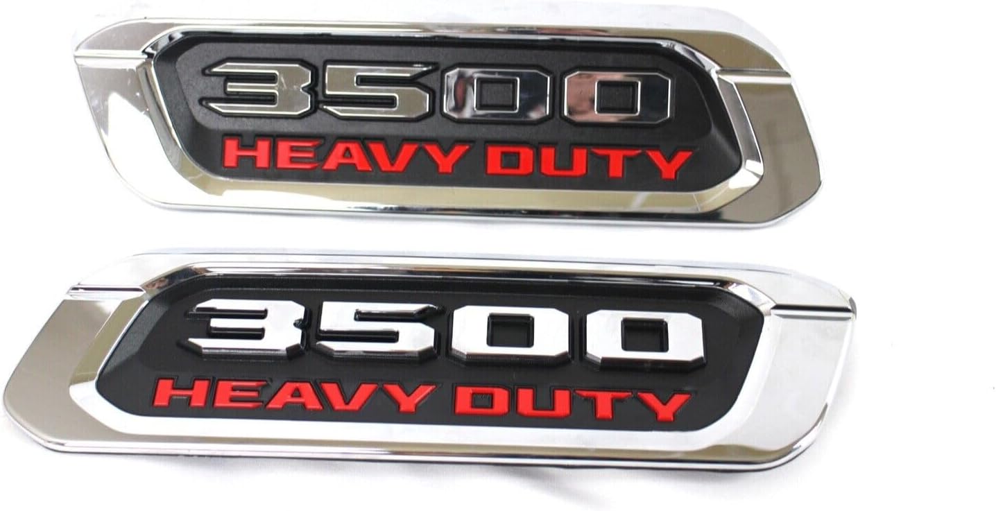 2pack OEM 3500 Heavy Duty Emblems Left Right Side Badges Hood 3D ABS Compatible with fits 3500 68632970AA 68632971AA (Chrome)