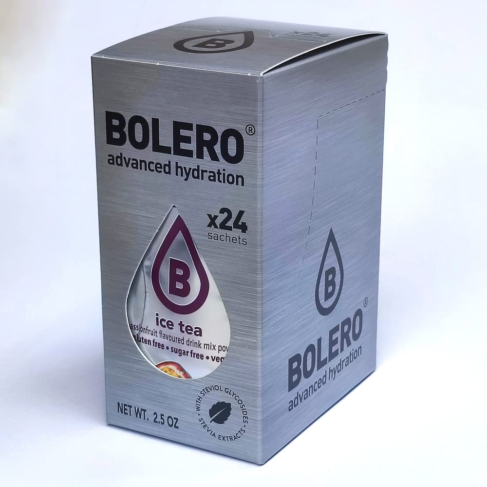 Bolero napój 24 saszetki 3 g kije owocowe przygotowany proszek rozpuszczalny do świeżego napoju w wodzie produkt, 72 g słodzone stewii (Ice Tea Passion fruit)