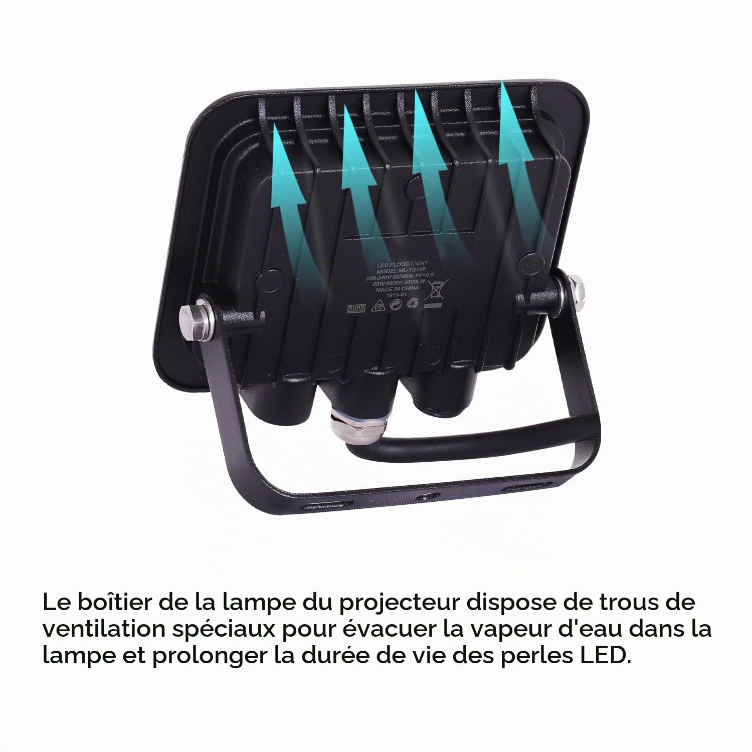 YCZM Projecteur LED Extérieur 50W,Spot LED Extérieur avec 72 LEDs Eclairage Exterieur IP65 Etanche,Projecteur 4500K Eclarage luminaire exterieur pour Jardin,Garage,Entrée,La Cour【2 Pièces Noir】