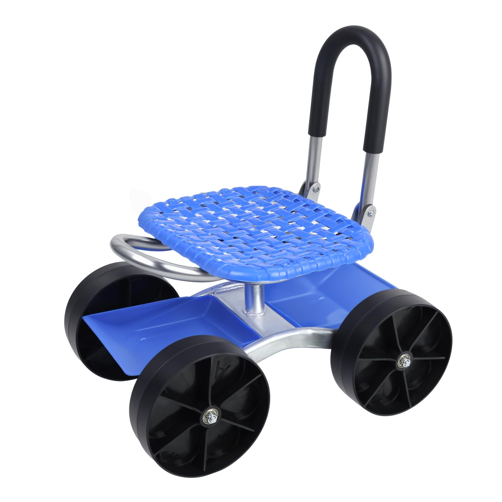 Gartensitz mit Rollen, Garten Rollsitz, 360° Drehbar | Höhenverstellbar, Mobiler Gartenhocker für Gartenarbeit, Rollbarer Gartenwagen mit Griff und Ablagefach, Gartenarbeitssitz bis 150 kg