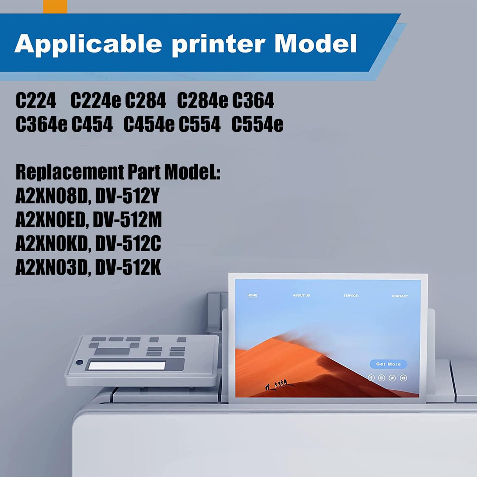 unità di Sviluppo DV512 Compatibile con stampanti Konica Minolta Bizhub C224 C224e C284 C284e C364 C364e C454 C454e C554 C554e, Alta resa 590000 Pagine, Prestazioni affidabili,Cyan-59000 Pages
