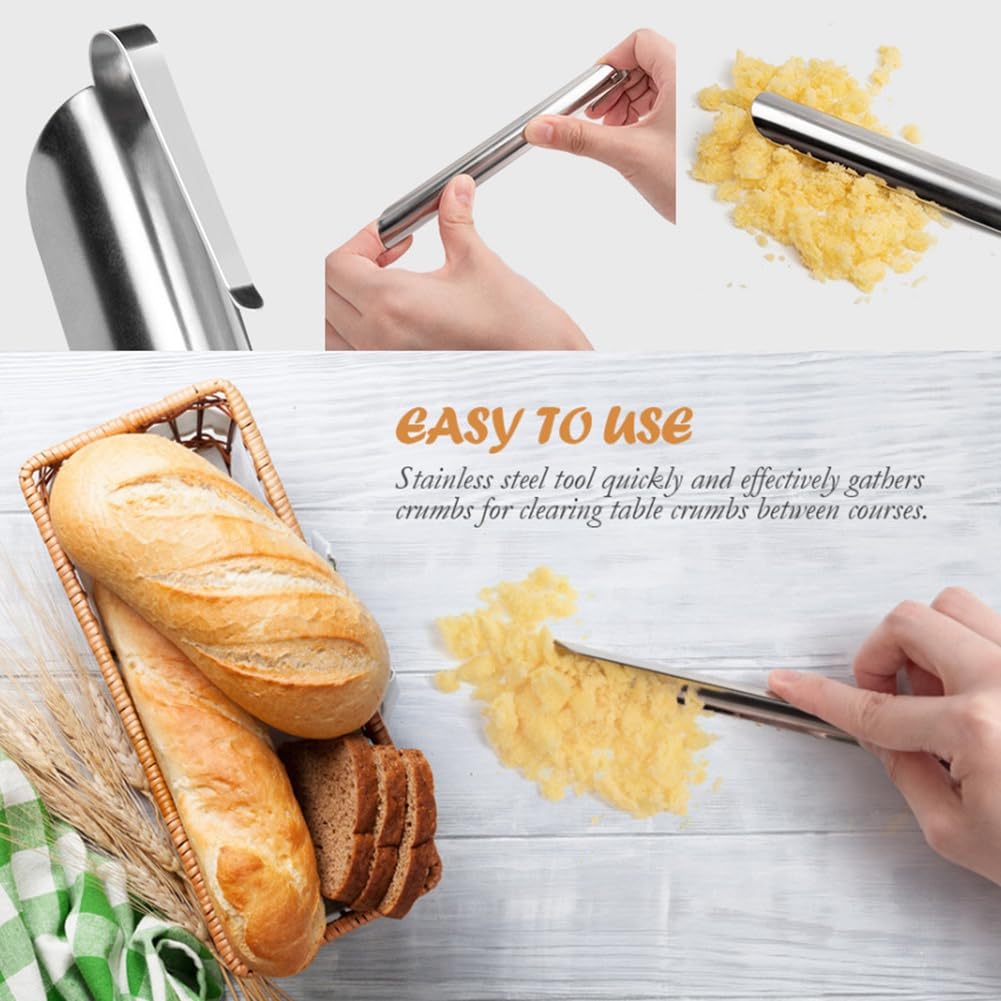 Ribinuod Table Crumber Crumb Sweeper Stainless Steel Crumb Scraper Remover Desk Cleaning Tool for Waiters A - Image 3