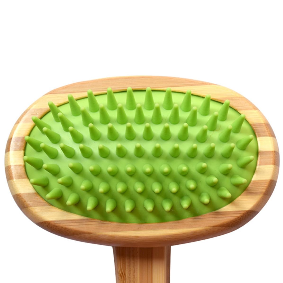 SHOWERORO Multi-function and Provides Gentle Massage, for Home and Travel Grooming Pet Massage Comb with Silicone Bristles and Wood Handle Eliminates Knots for Dogs and Cats