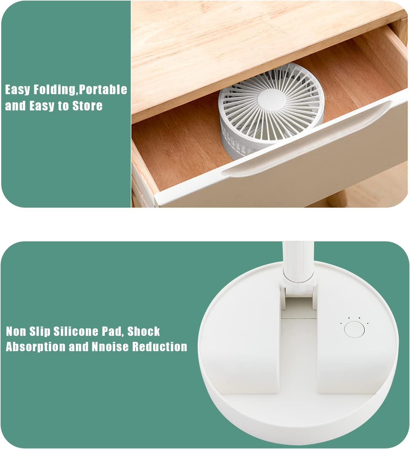 KolorFish Rechargeable Oscillating Standing Fan, 4 Speed Settings & 7200mAh Battery,Portable Fan,USB Desk Fan,Ideal Gift for Bedroom,Office,Travel,Camping and Outdoor Activities (White) 5 61LyLBW0AwL. SL1492