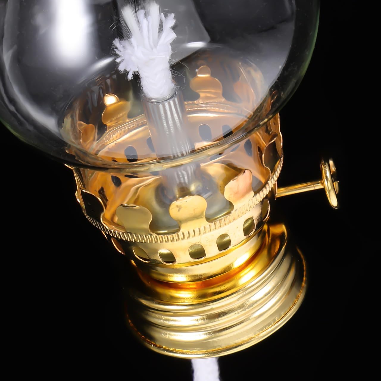 PRETYZOOM Vintage Kerosene Lamp Accessories with Adjustable Wick Holder and Glass Chimney for Indoor Home Decor Camping and Emergency Lighting