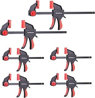 Spurtar 6pcs Bar Clamps for Woodworking 6" and 12" Quick-Release Wood Clamps Heavy Duty Trigger Spreader for Woodworking Metalworking Crafts DIY Household Projects