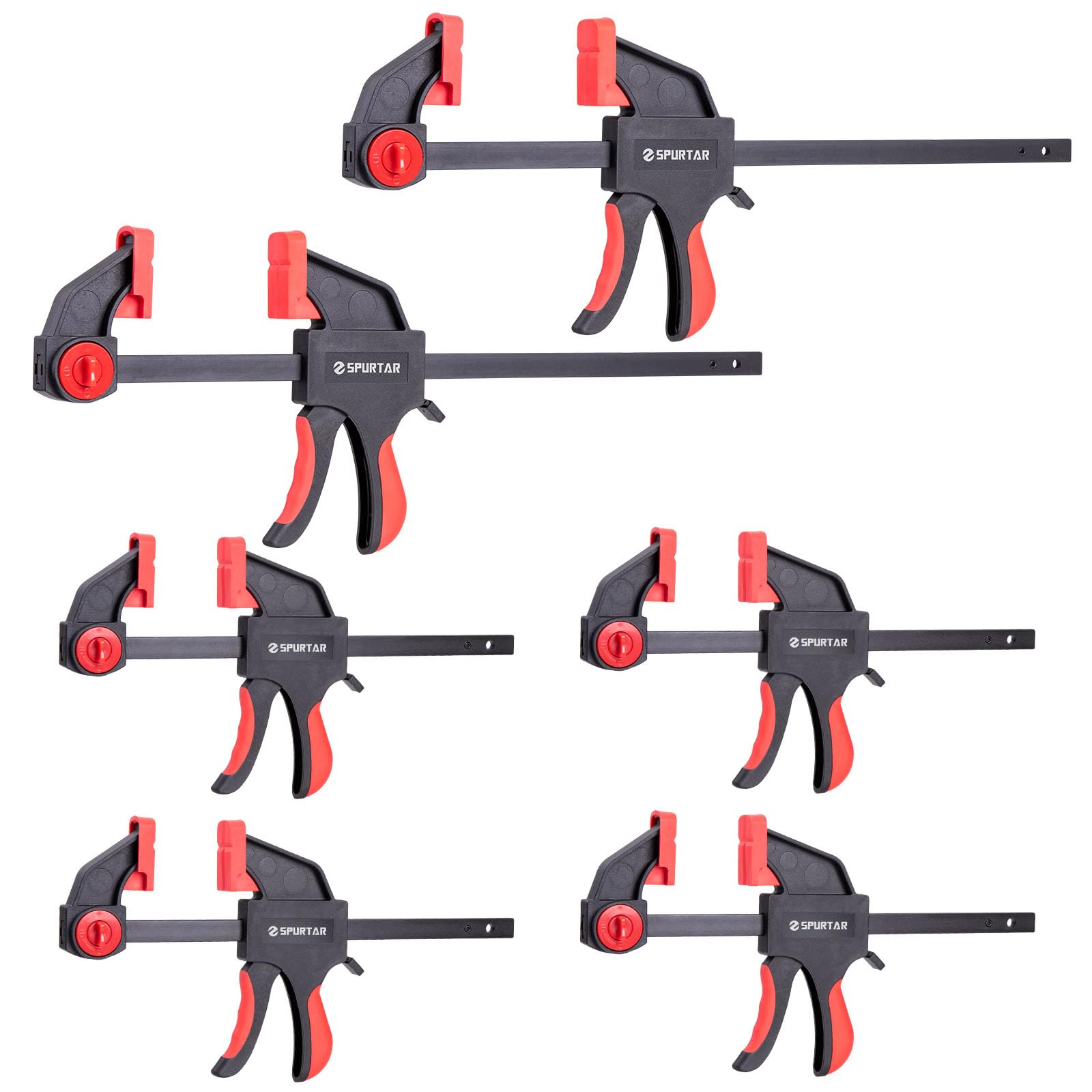 Spurtar 6 pinzas sargentos carpintero 150 mm y 300 mm, cierre rápido pinzas de carga pesada para carpintería, trabajos de metal, manualidades, proyectos domésticos