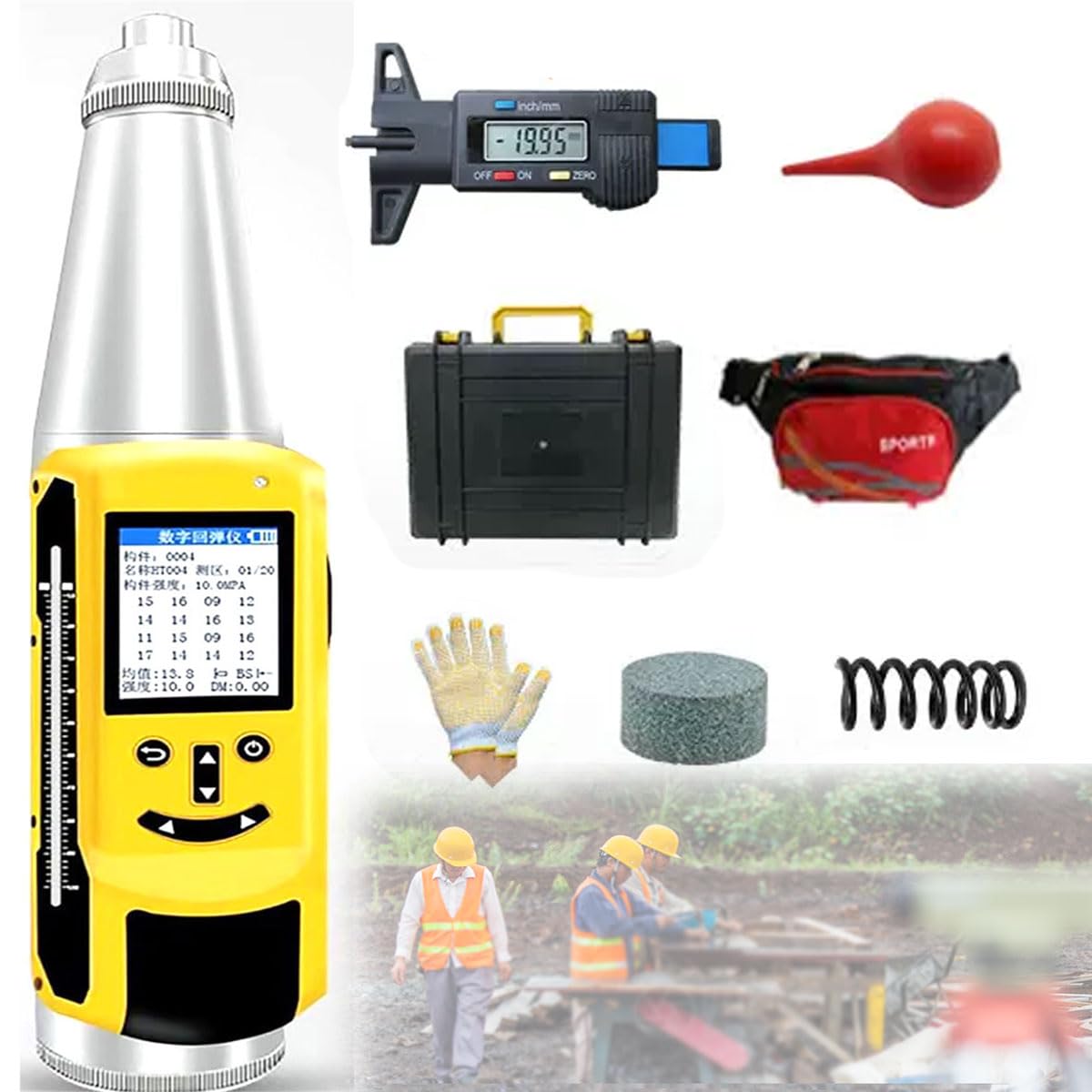 HTTGDGDH Concrete Rebound Hammer Tester, Stainless Steel Resiliometer Hammer Test Meter Tool, For Bridge Building,