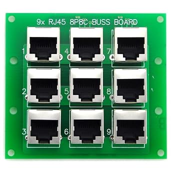 Electronics-Salon RJ45 8P8C Jack 9-Way Buss Board, Connector.